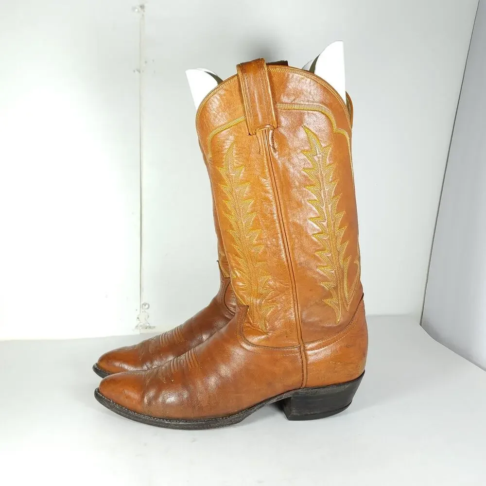 Vintage Tony Lama 0501 Men's US8D Brown Leather Western Ranch Boots